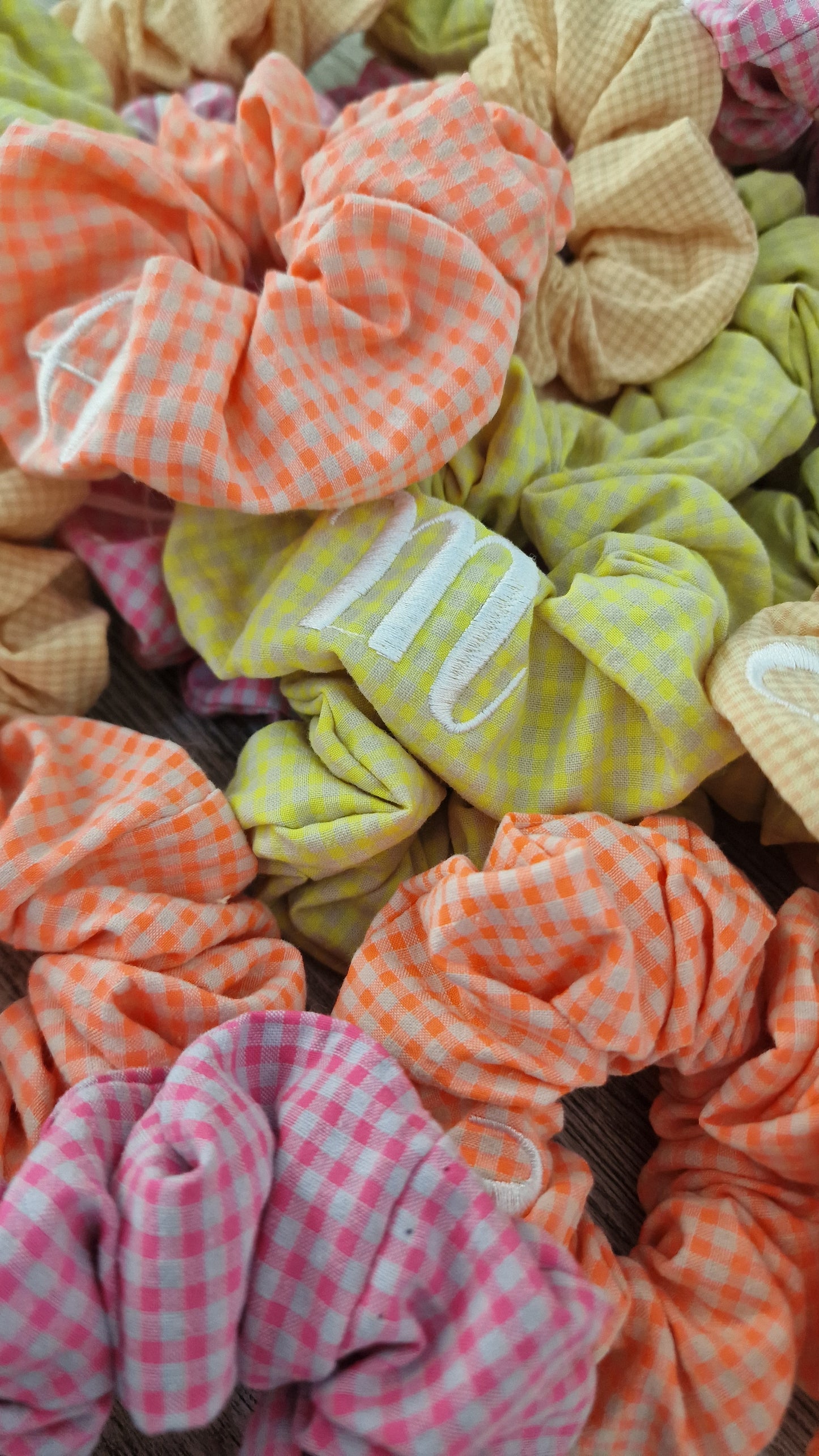 Coleteros bordados de Vichy fluorescentes